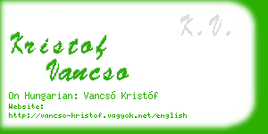 kristof vancso business card
