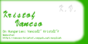 kristof vancso business card